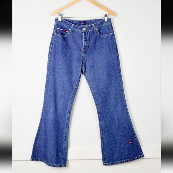 VTG 90'S TOMMY( GIRL) HILFIGER High Waisted FLARE JEANS SIZE‎ 11 - Picture 1 of 6